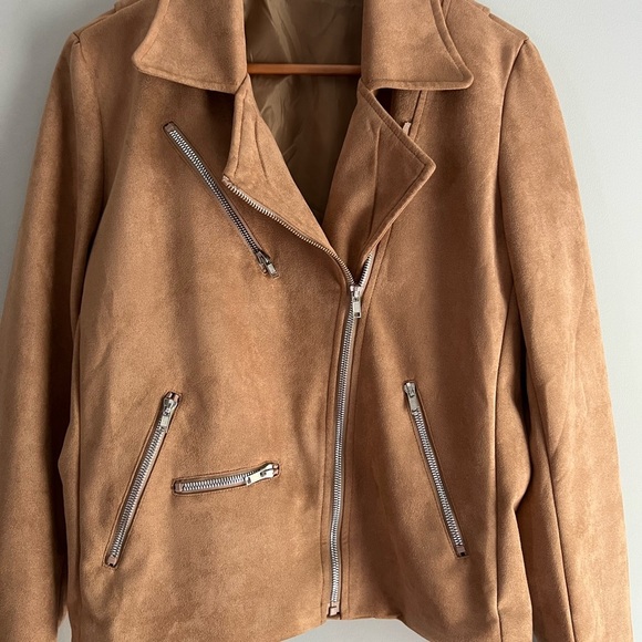EUC Camel/Gold Fuax Suede With Silver Hardware Jacket Large - Picture 2 of 7